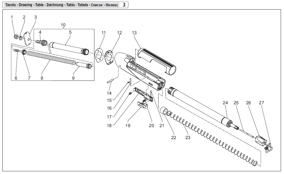 image of Benelli shotgun schematic