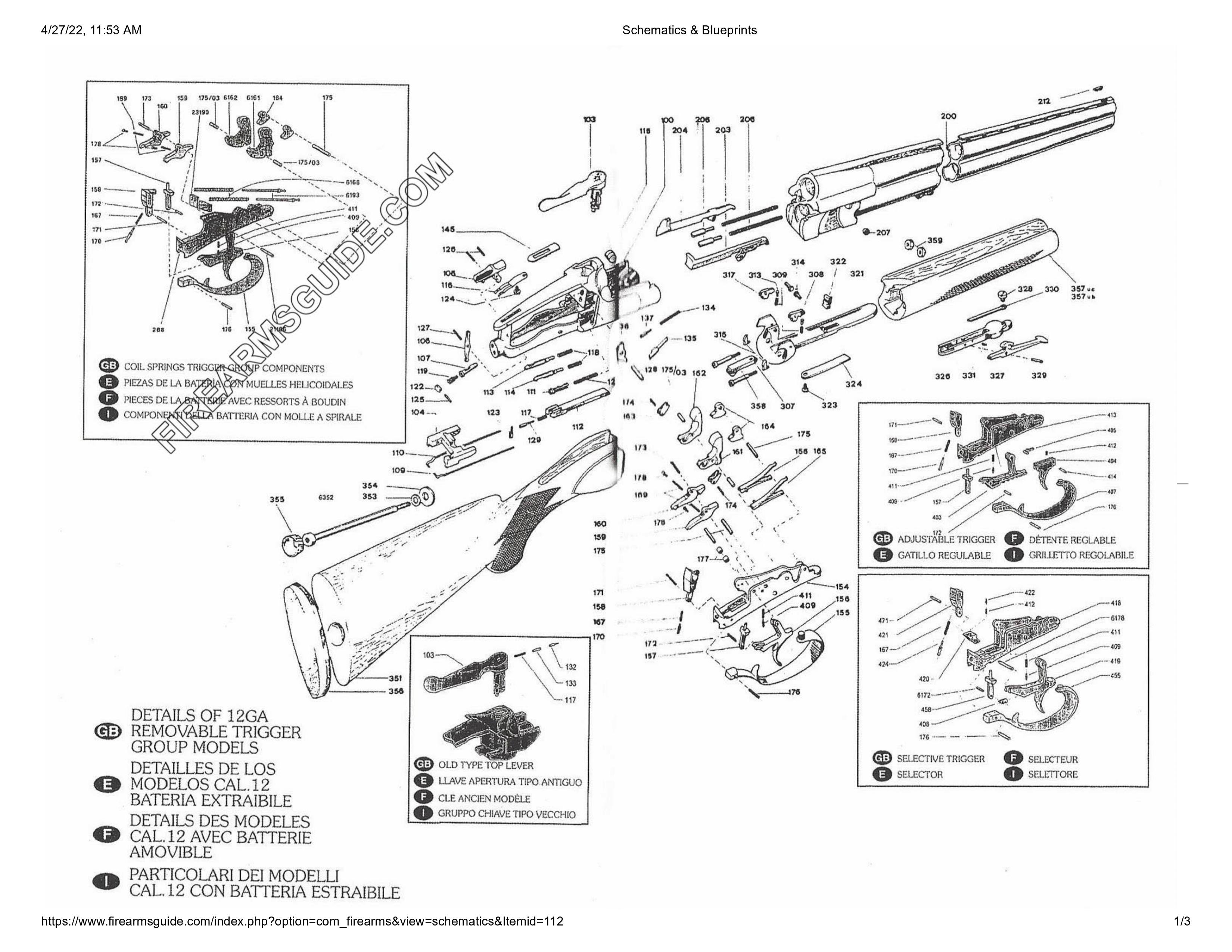 picture of perazzi shotgun parts schematic