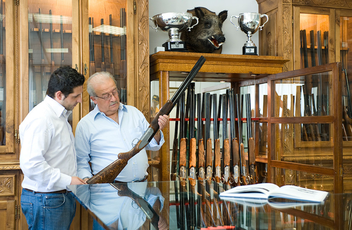 picture of Rizzini owner showing a Rizzini shotgun